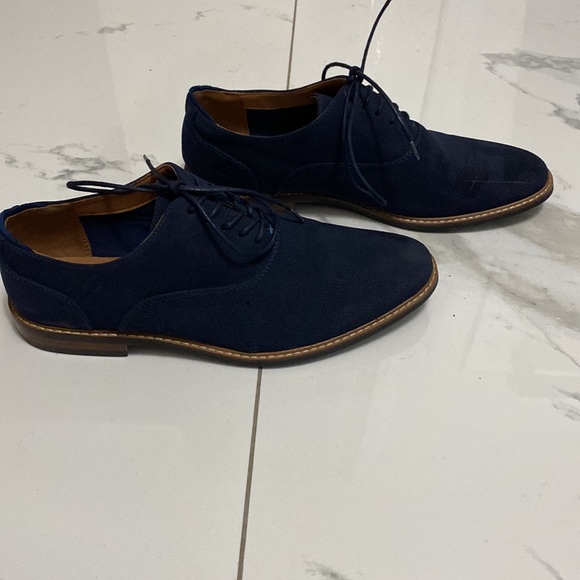 Mens Navy Blue Sueded shoes with shoe lace - Picture 5 of 5